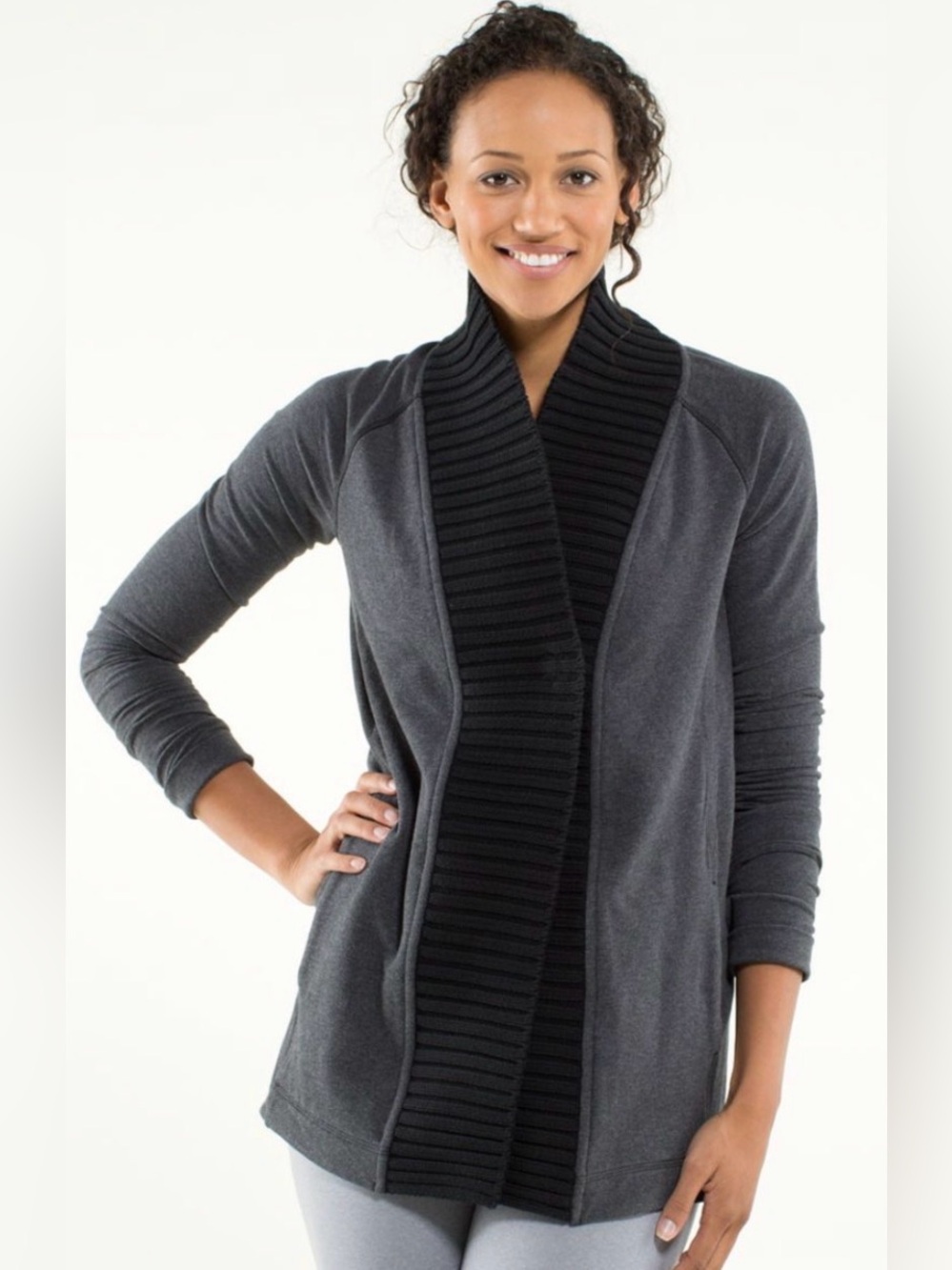 lululemon athletica Women’s Bliss Break Wrap Jacket Gray Black Cardigan Size 2